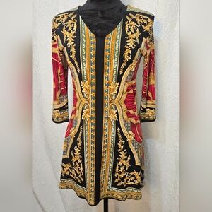 Elegant Black and Gold Midi Dress